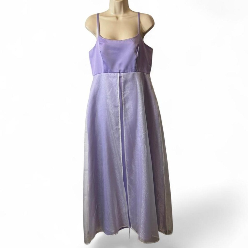 Vintage 90s Lavender Sheer‎ Organza Prom Gown, Women's Size 10